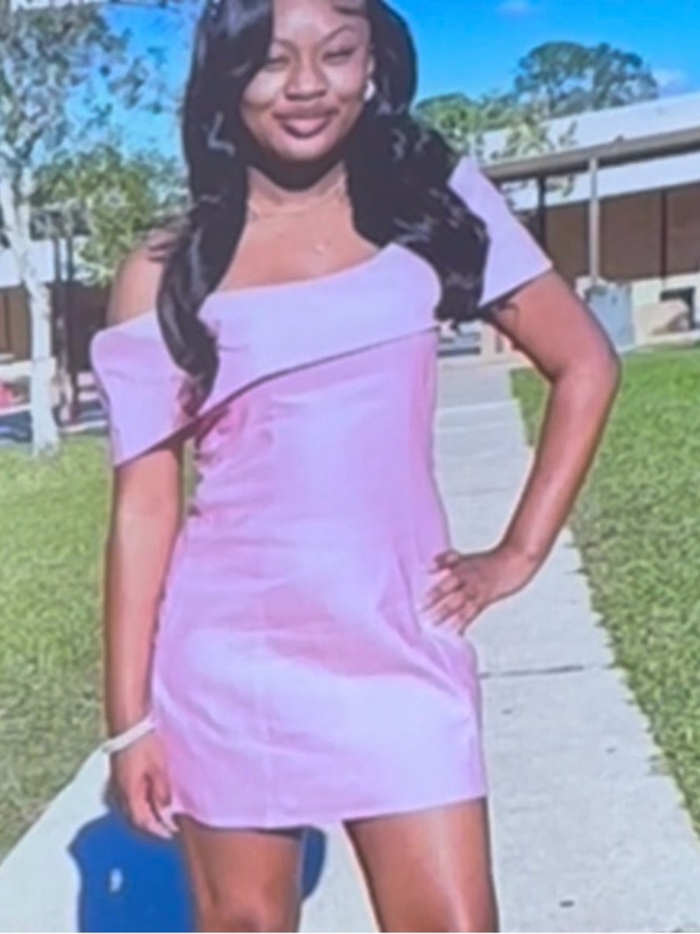 Off-Shoulder Bow Mini Dress in Light Pink - Picture 3 of 5